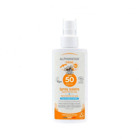 Alphanova Bebe, Sprej na opaľovanie s vysokým filtrom SPF 50, 125ml, BOX, 36 ks.