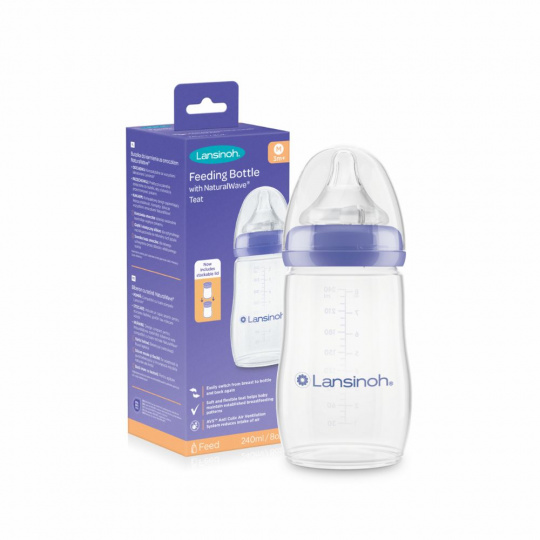 Lansinoh, NaturalWave Cumlík plastová fľaša s cumlíkom, 240 ml