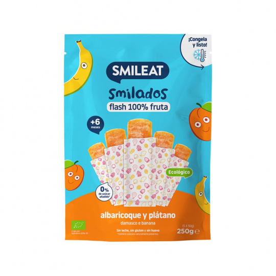 Smileat, BIO ovocná zmrzlina na mrazenie, príchuť marhuľa a banán Smilado, 50g