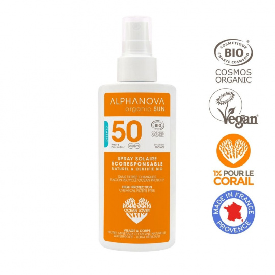 Alphanova Sun, Bio sprej na opaľovanie, filter SPF50, 125g