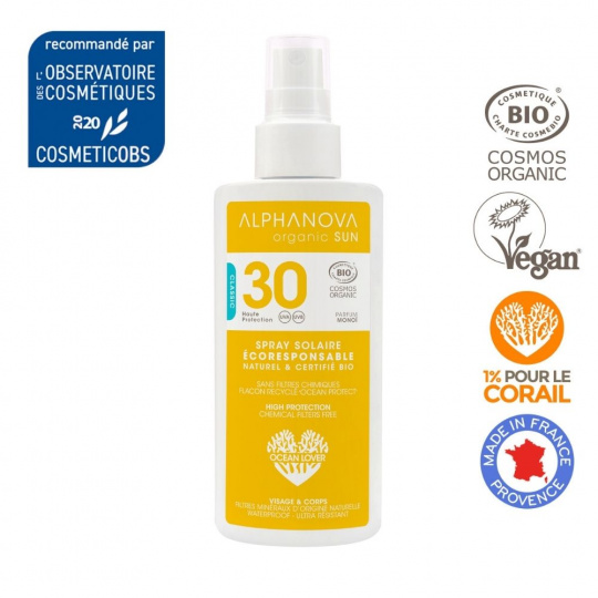 Alphanova Sun, Bio sprej na opaľovanie, filter SPF30, 125g