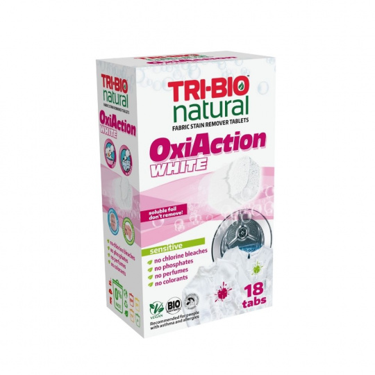 TRI-BIO, OXI ACTION WHITE tablety na pranie, 18 ks