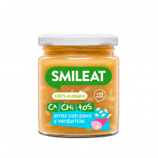 Smileat, BIO Dóza s bio malými kúskami ryže a moriaka so zeleninou, 230g