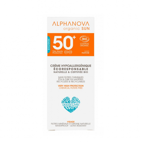 Alphanova Sun, Opaľovací krém, hypoalergénny, vodeodolný, filter SPF50, 50g