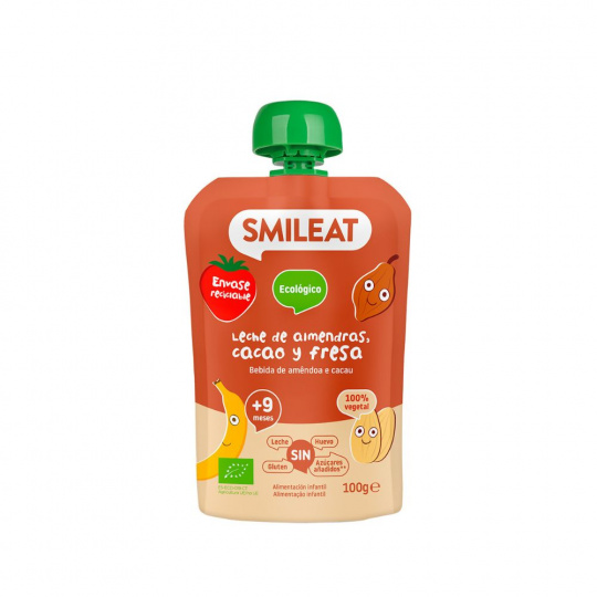 Smileat, BIO Mousse s bio mandľami, kakaom a jahodami, 100g